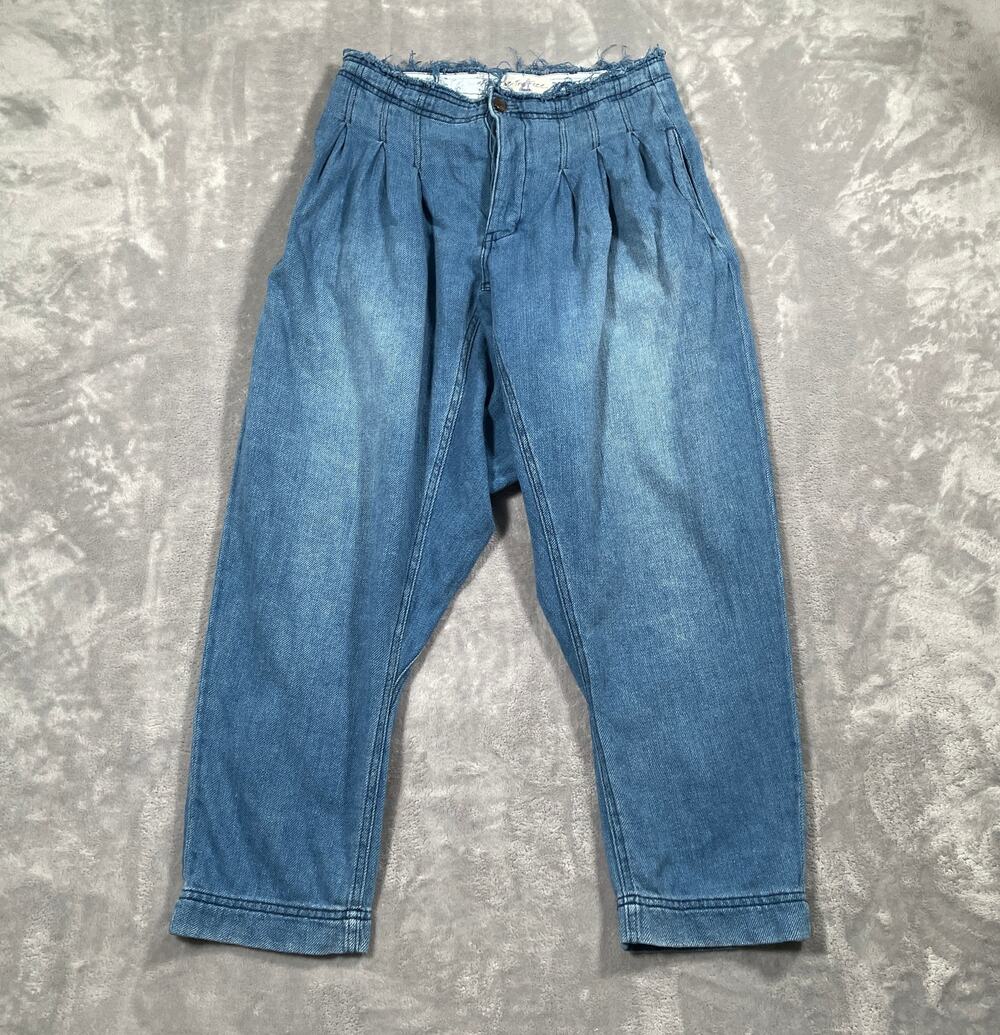 We The Free People Pants 4 Blue Mover & Shaker Denim Harem Loose Pleated Boho